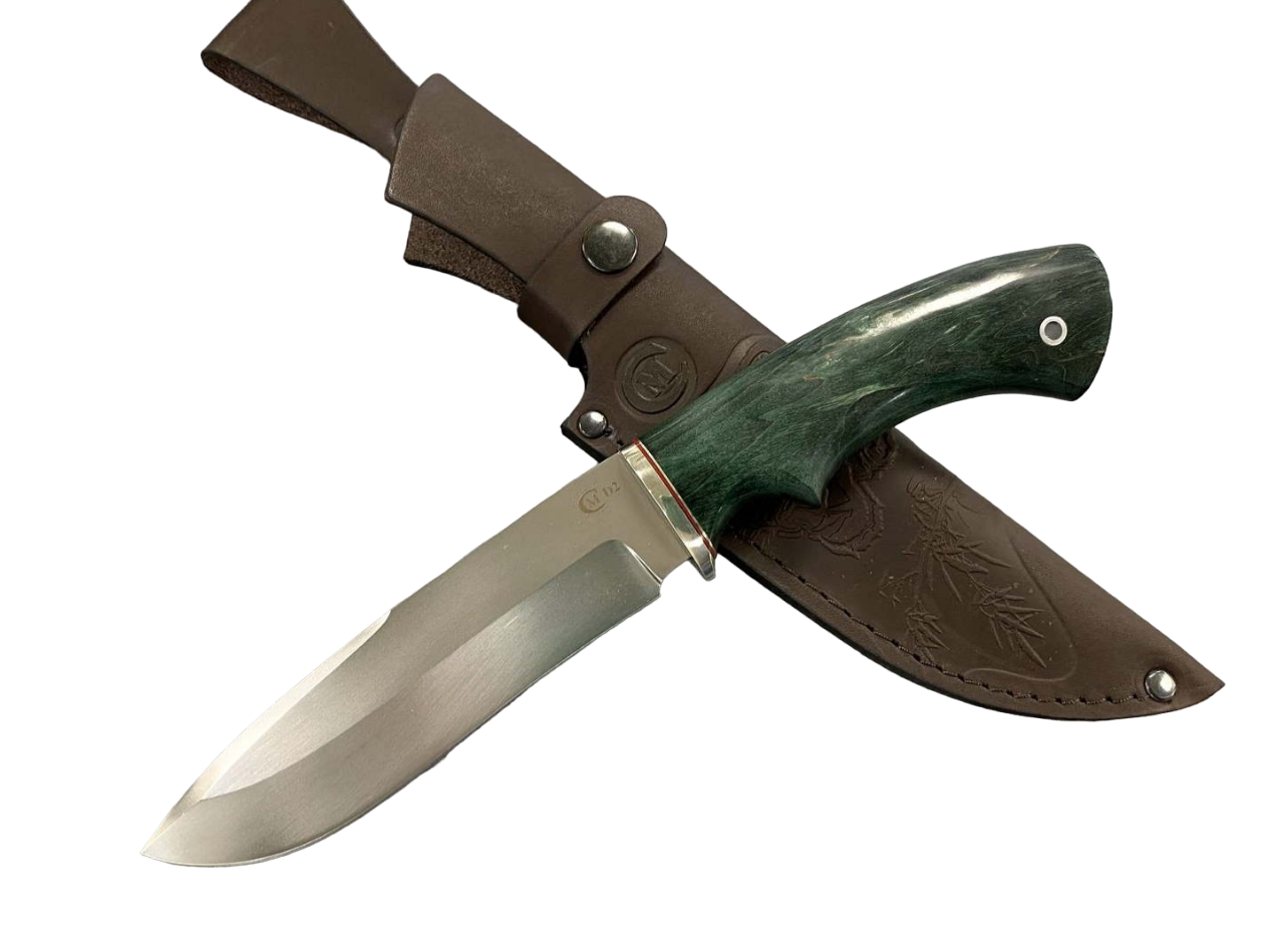 Нож Семин Скиф, сталь D2, мельхиор, стабилизированная карельская береза