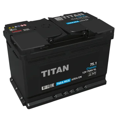 

Аккумулятор 6Ст-75.1 Vl Titan Classic П.п. Пуск.ток 620 А 9278Х175х190) TITAN арт.