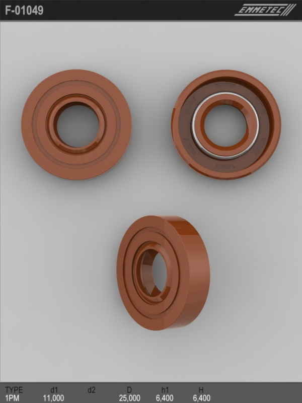 

Сальник рулевой рейки EMMETEC 11x25x6.4/6.4 (1PM) F-01049, F-01049, F01049