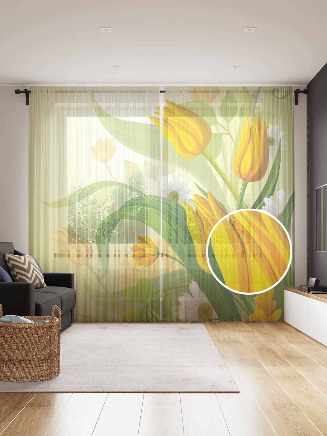 

Фототюль JoyArty "Весенние тюльпаны", 145x265см (2 полотна со шторной лентой + 50 крючков), Весенние тюльпаны