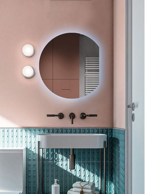 Зеркало для ванной Eclipse 80*70 круглое с правым срезом с холодной LED-подсветкой блюдо kulsan white granite круглое 20 см