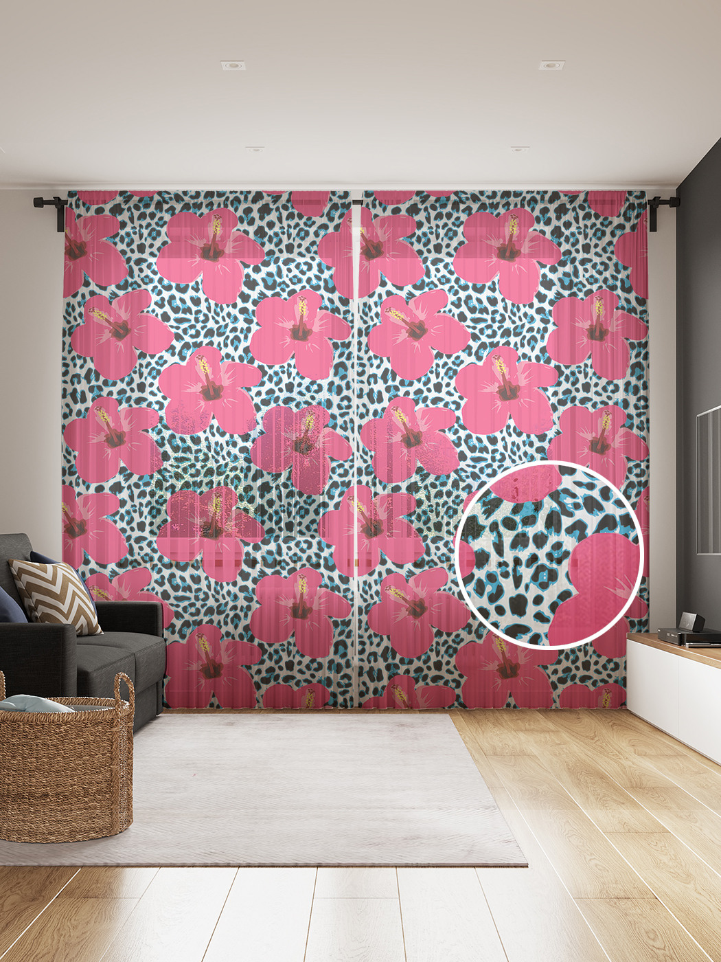 

Фототюль JoyArty "Сочные цветы", 145x265см (2 полотна со шторной лентой + 50 крючков), Сочные цветы