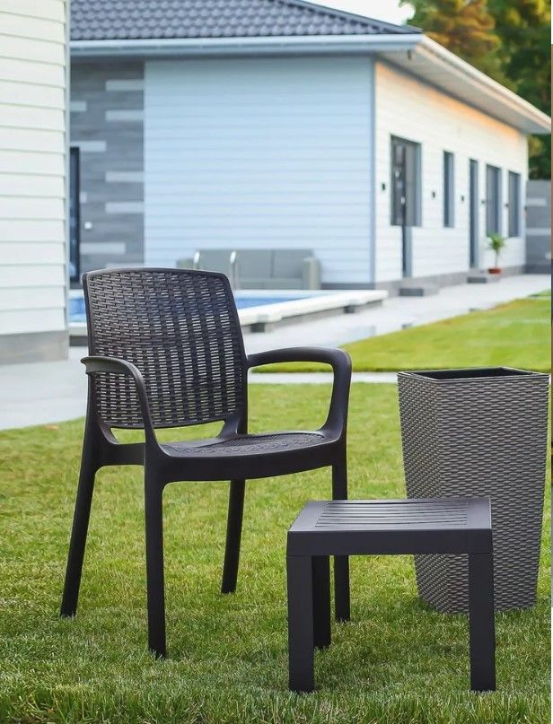 Кресло садовое Elfplast Rodos искусственный ротанг 59х55х82, набор 4 шт., цвет венге