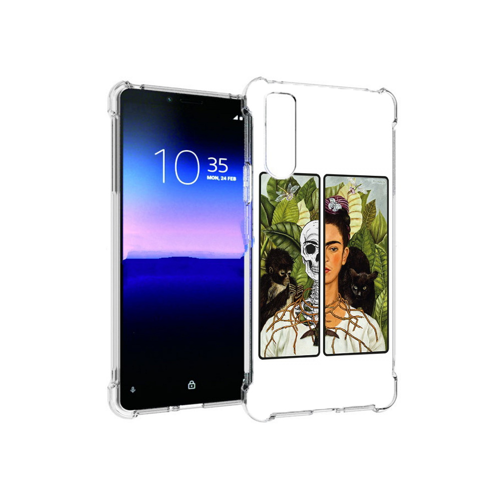 

Чехол MyPads Tocco для Sony Xperia 10 II сдвоенная картинка девушка скелет, Прозрачный, Tocco