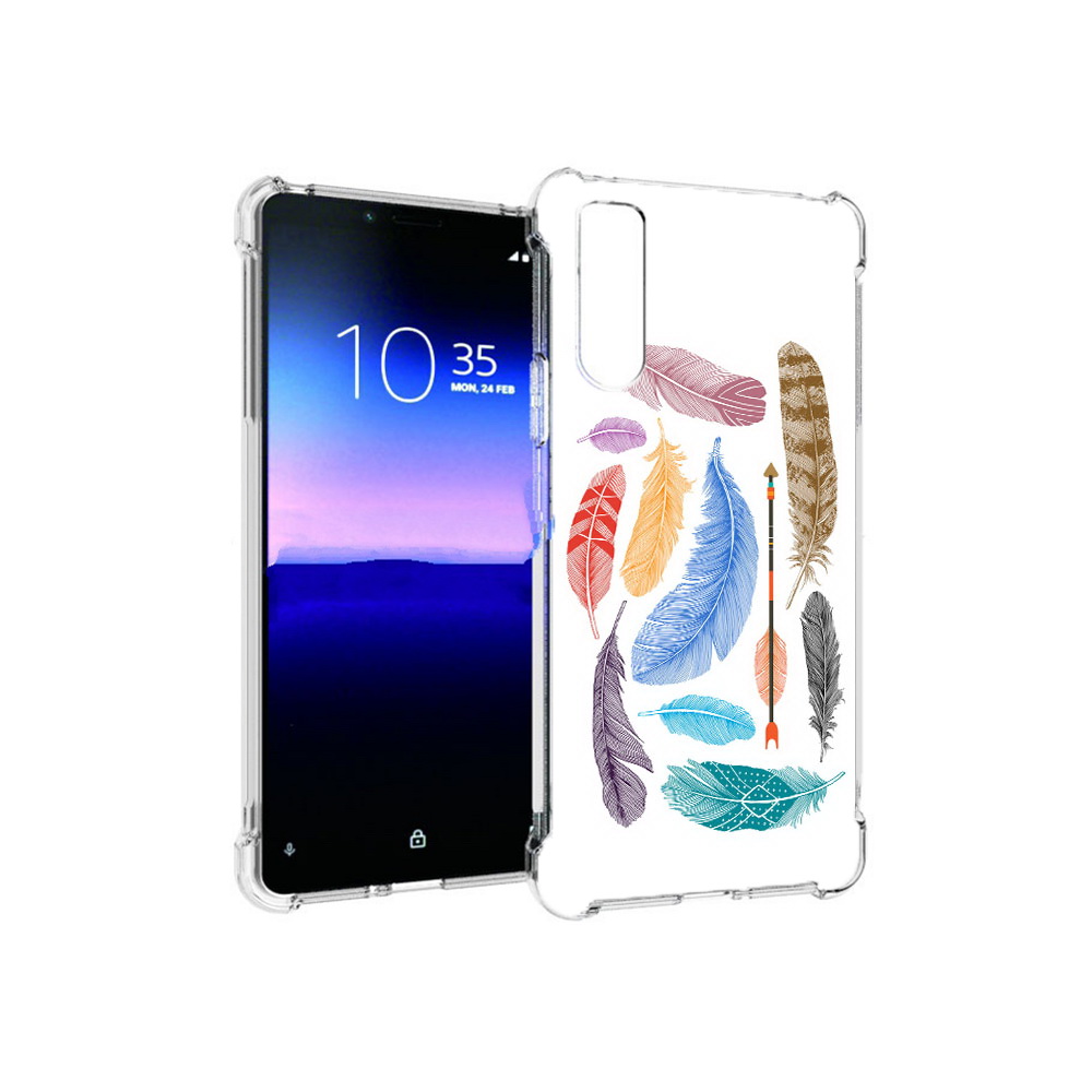 

Чехол MyPads Tocco для Sony Xperia 10 II разноцветные перья (PT158941.227.572), Прозрачный, Tocco