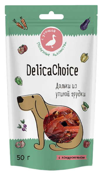 фото Лакомство для собак delikachoice, ломтики, утка, 50г