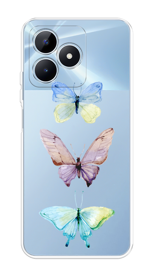 

Чехол на Realme C60 "Акварельные бабочки", Бирюзовый;розовый, 2516550-1