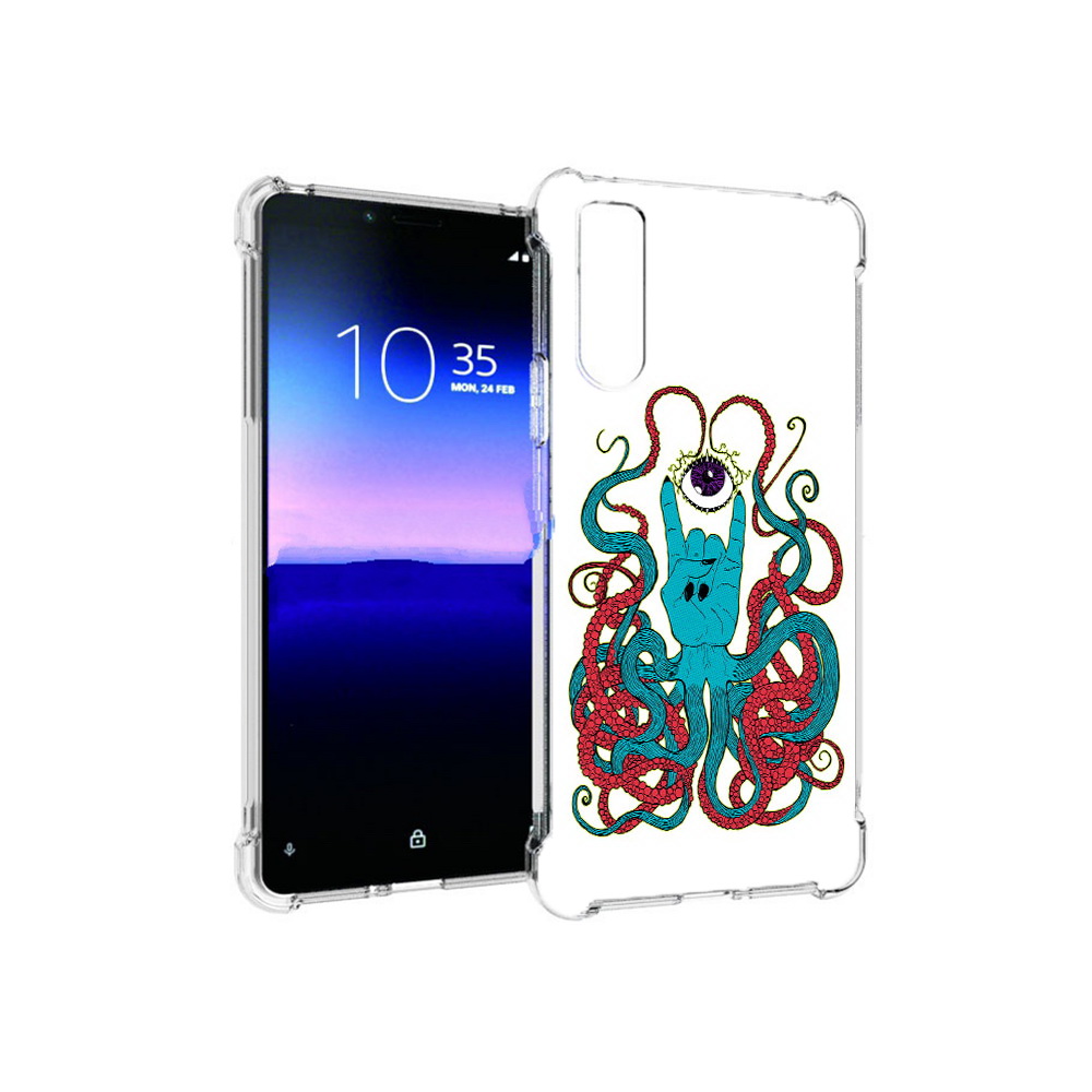 

Чехол MyPads Tocco для Sony Xperia 10 II осьминог-рука абстракция (PT158941.227.530), Прозрачный, Tocco