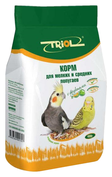 Корм для мелких и средних попугаев Triol с фруктами 400 г