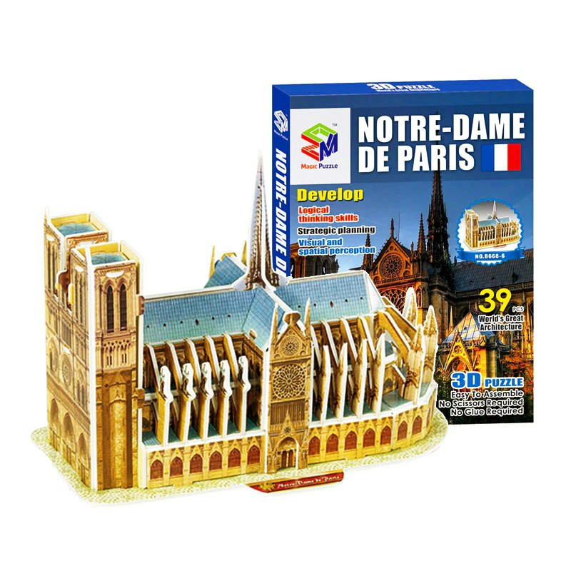 фото Пазл magic puzzle notre dame de paris 3d, 39 деталей, в коробке 16*22*2 см, b668-6