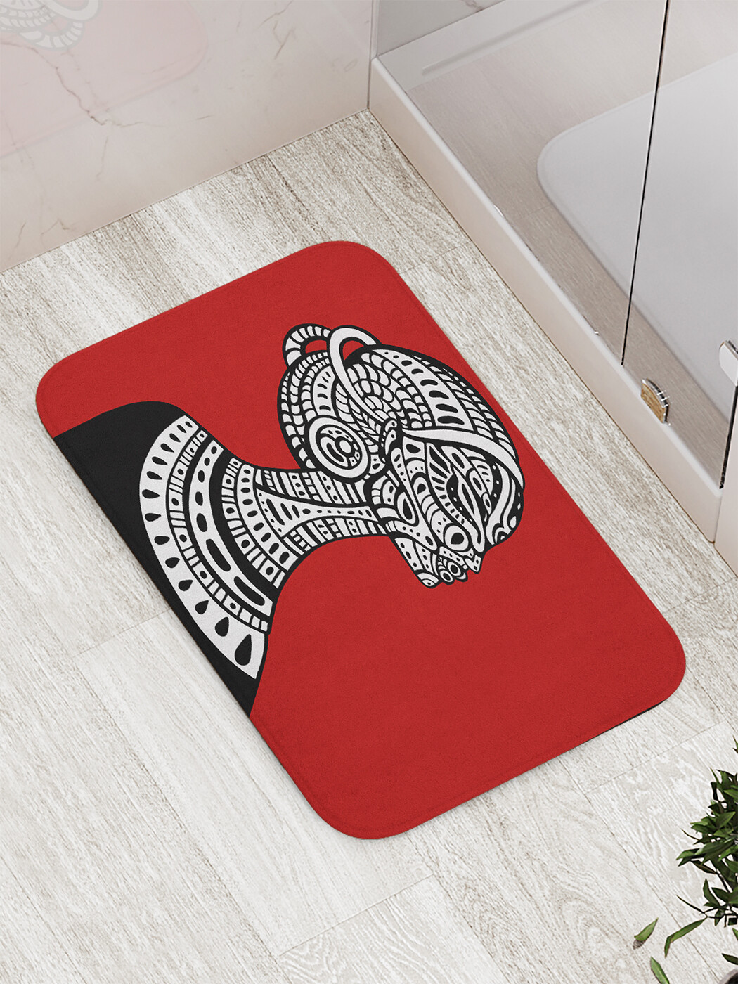 

Коврик противоскользящий JoyArty "Африканка тату" для ванной, сауны, бассейна, 77х52 см, Африканка тату