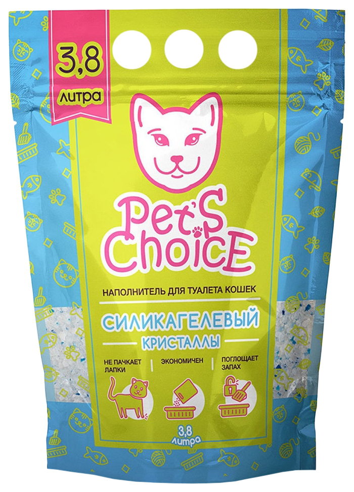 фото Впитывающий наполнитель для кошек pets choice силикагелевый, 1.4 кг 3.8 л