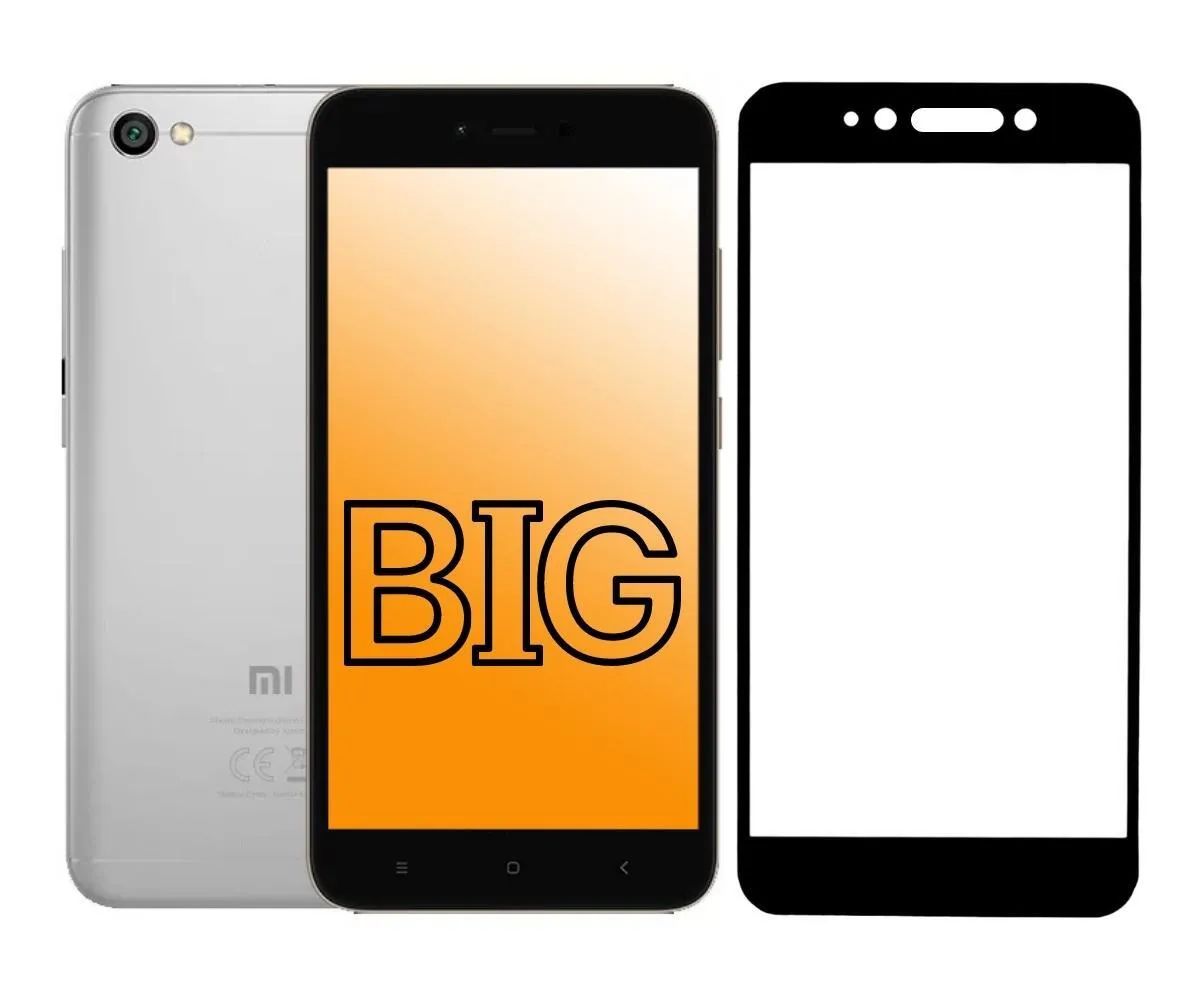 

Защитное стекло для Xiaomi Redmi Note 5A и Redmi Note 5A Prime с черной рамкой BIG, Redmi Note 5A