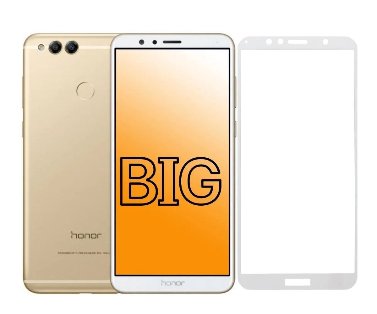 

Защитное стекло для Honor 7X с белой рамкой BIG, Honor 7X