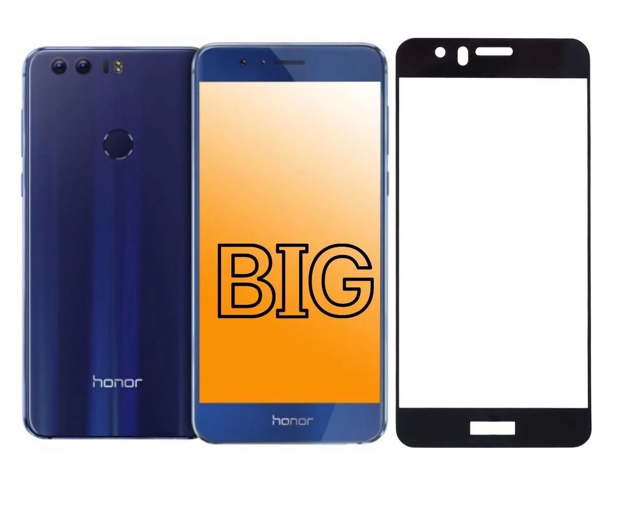 

Защитное стекло для Honor 8 с черной рамкой BIG, 8
