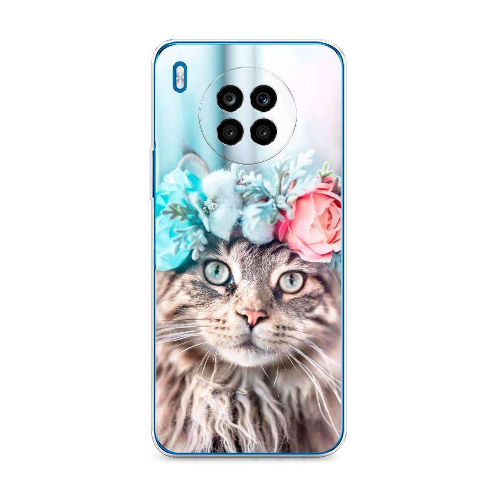 

Чехол Awog на Honor 50 Lite "Кот в венке", Серый;голубой;розовый, 6106450-2