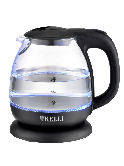 плойка kelli kl 1219 Чайник электрический KELLI KL-1370 1 л черный, прозрачный