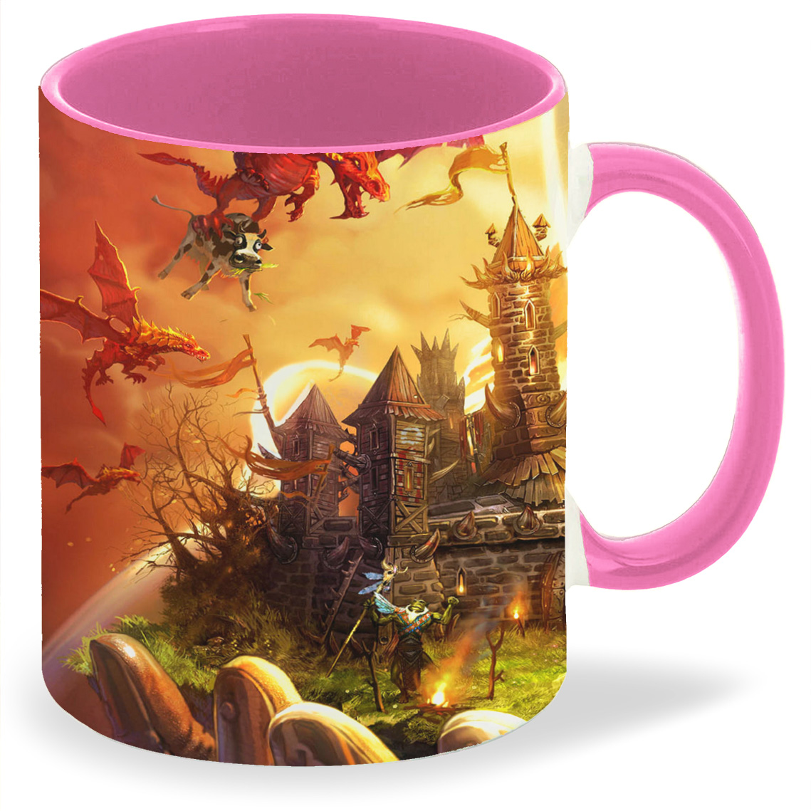 фото Кружка coolpodarok majesty 2 monster kingdom рыцарь ладонь замок драконы