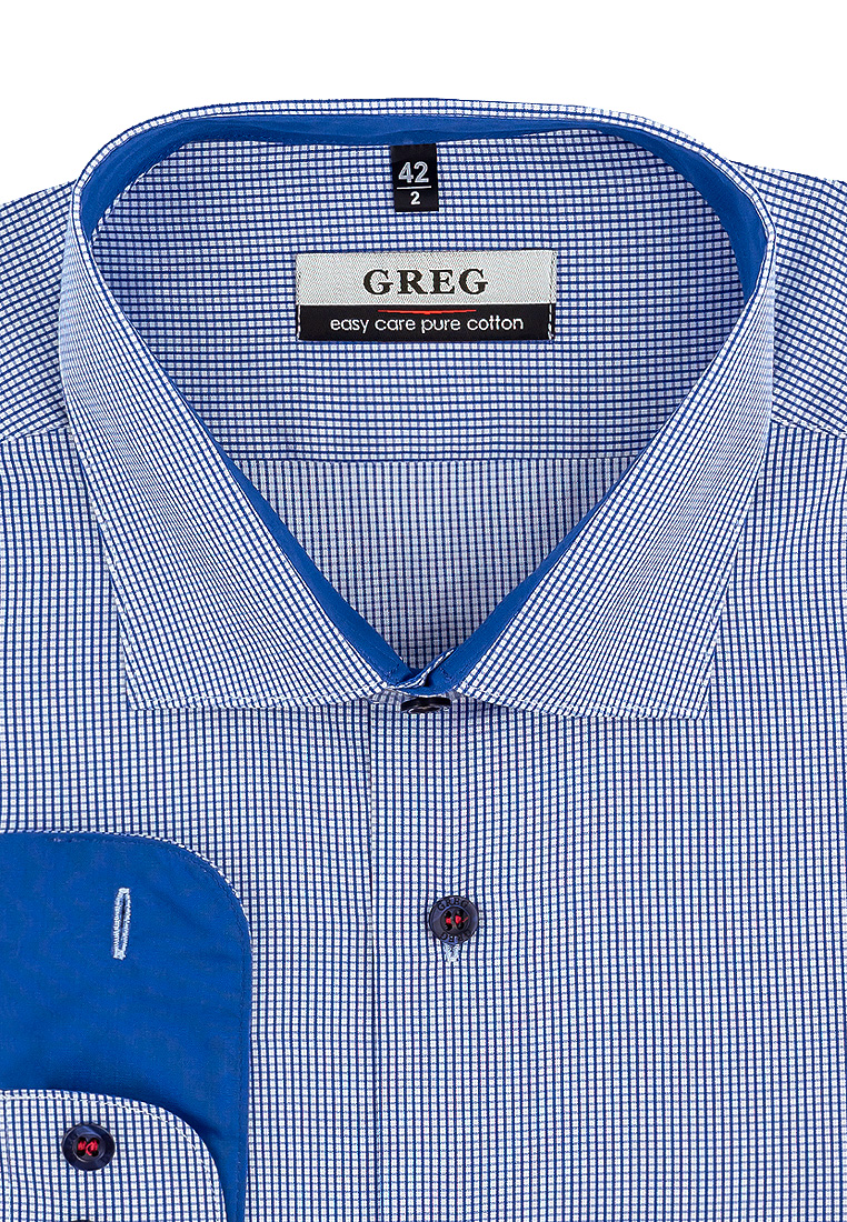 

Рубашка мужская Greg 01-00003495 синяя 44, Синий, 01-00003495