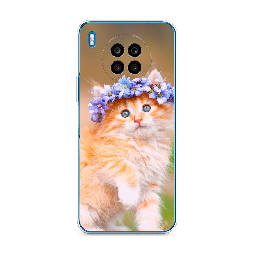 

Чехол Awog на Honor 50 Lite "Рыжий кот в венке", Коричневый;синий, 6106450-1
