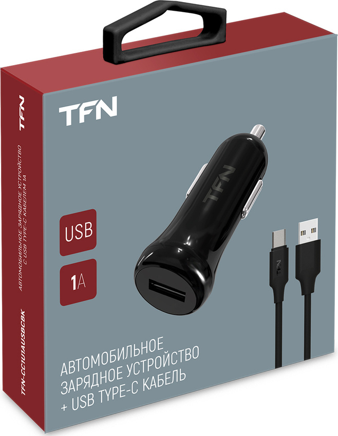 Зарядное устройство автомобильное TFN USB-ATFN АЗУ 1А+TypeC