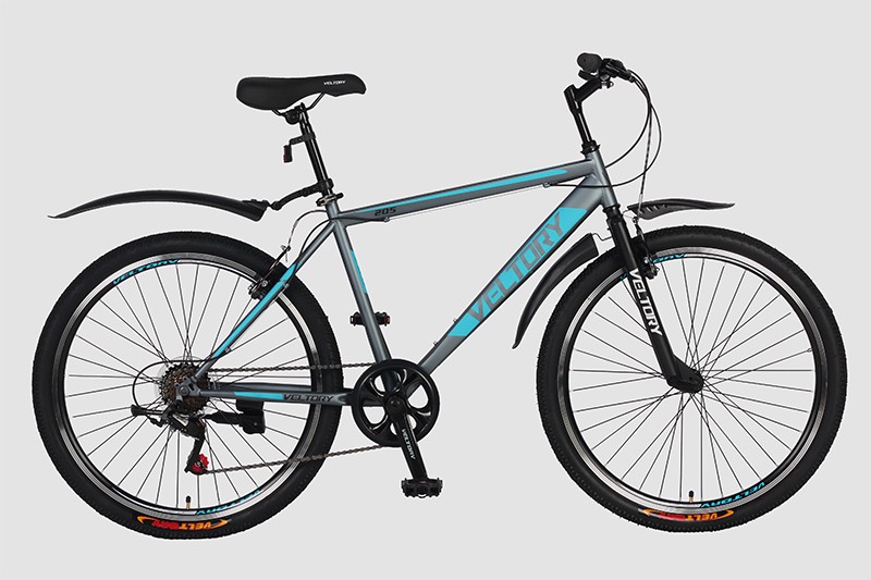 Велосипед горный VELTORY 26V-205 2024 серый матовый с голубым 26 колесо