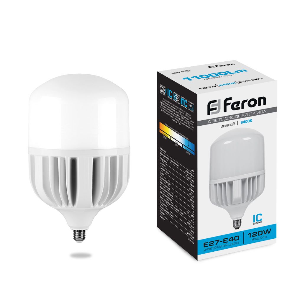 

Лампочка светодиодная FERON LB-65, 120Вт E27-E40 175-265V дневной, 38197, LB-65