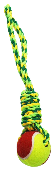 фото Игрушка для собак №1 грейфер веревка плетеная с мячом 33 см, разноцветный