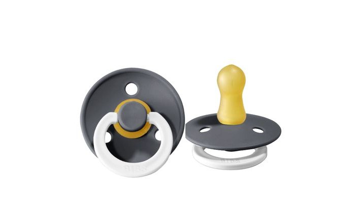 

Пустышка BIBS Colour Glow латексная ночная 6+ мес. Iron, Серый;белый