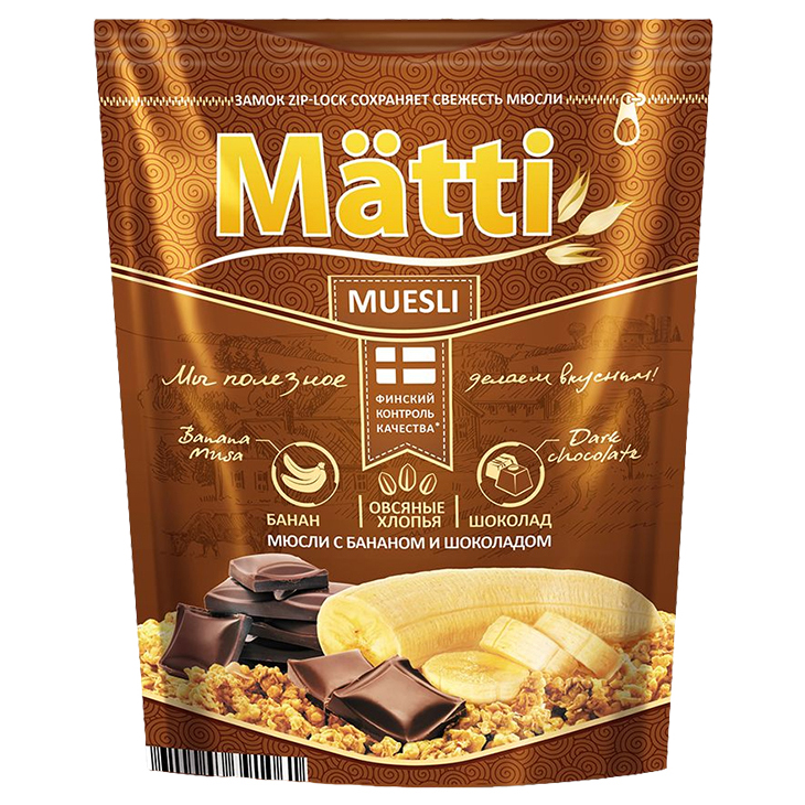 

Мюсли Matti овсяные с бананом и шоколадом 250 г