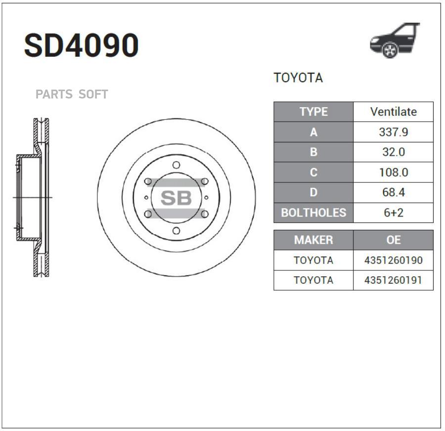 

Тормозный колодки Sangsin brake передний для Toyota Land Cruiser 2003 SD4090