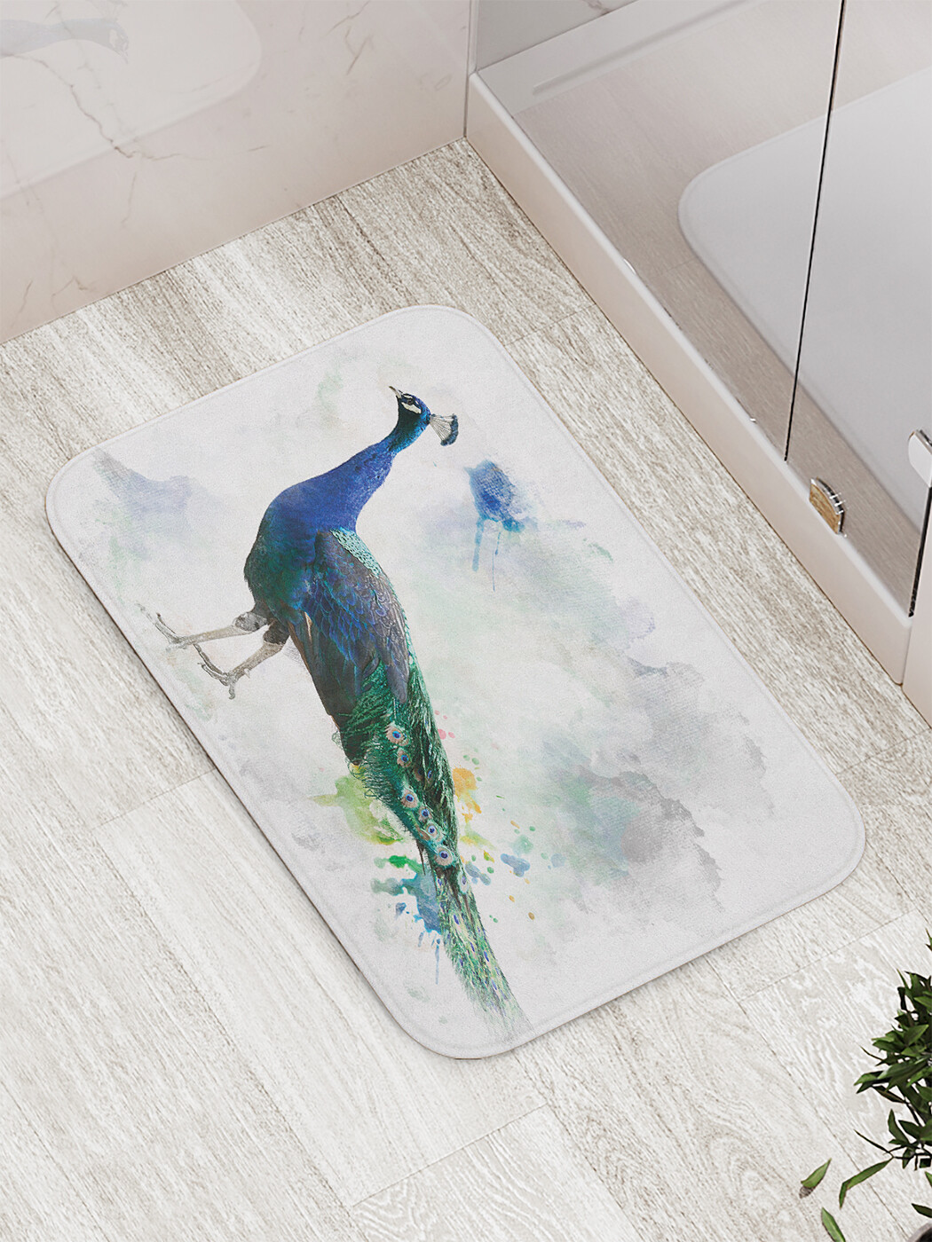 

Коврик противоскользящий JoyArty "Королевский павлин" для ванной, сауны, бассейна, 77х52см, Королевский павлин