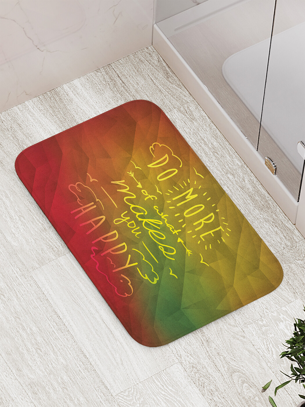 

Коврик JoyArty "Делай больше, чтобы быть счастливым" для ванной, сауны, бассейна, 77х52 см, Делай больше, чтобы быть счастливым