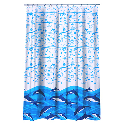 фото Vetta шторка для ванной, ткань полиэстер с утяжелит, 180x180см, "дельфины"