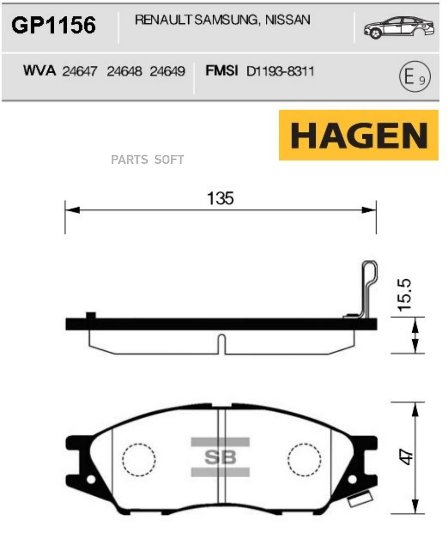 

Тормозные колодки Sangsin brake передние Premium GP1156