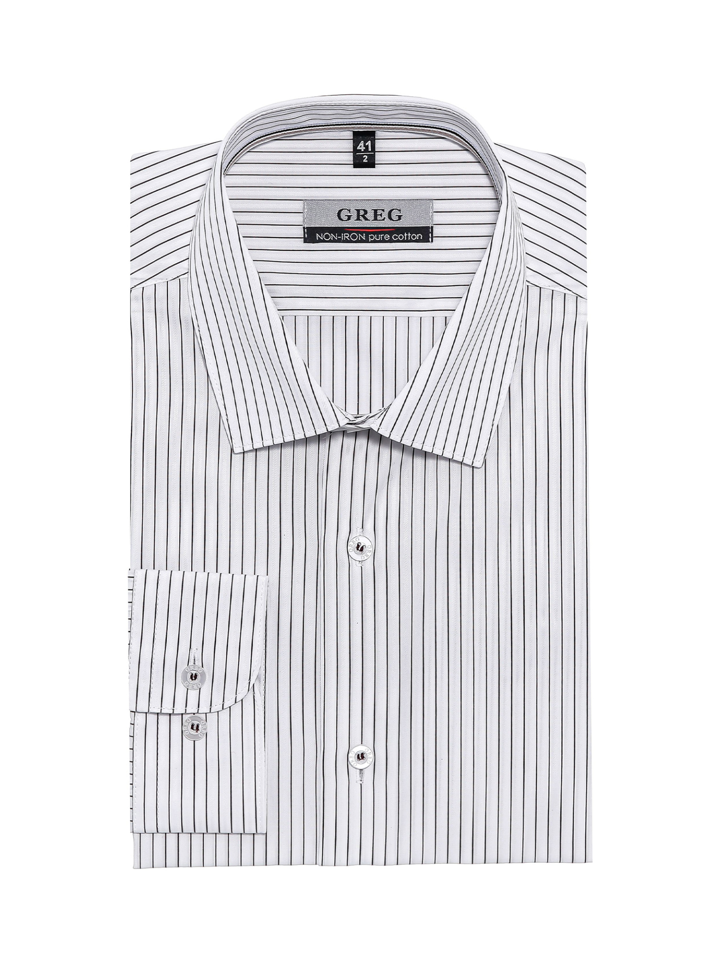 

Рубашка мужская Greg 00-00005606 белая 43, Разноцветный, 00-00005606