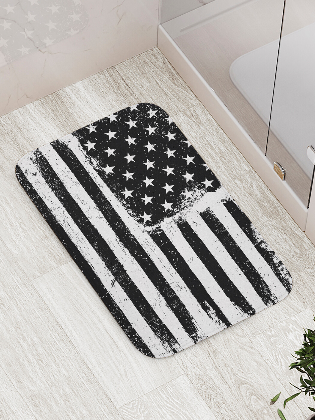 

Коврик противоскользящий JoyArty "Монохромный флаг США" для ванной,сауны, бассейна,77х52см, Монохромный флаг США