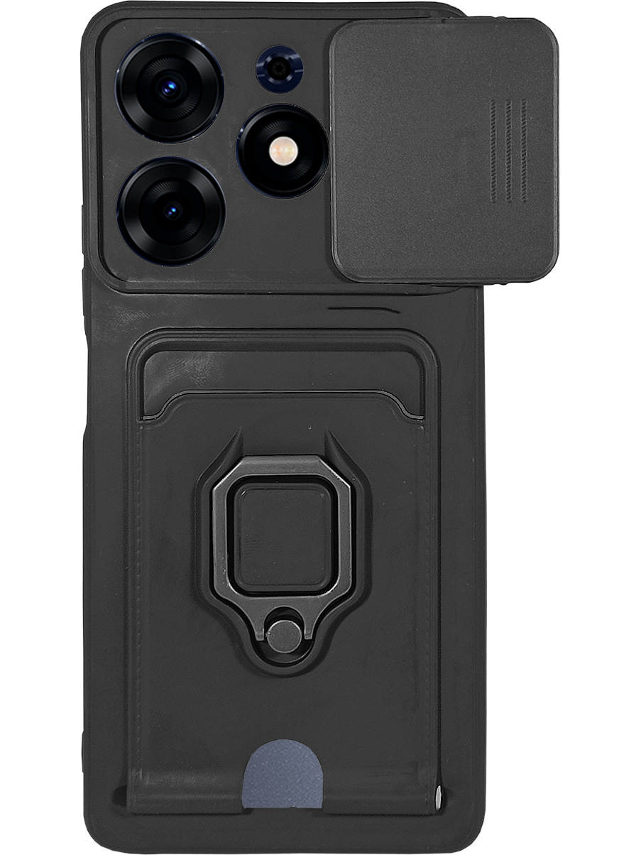 

Противоударный чехол на Tecno Spark 10 Pro с защитой камеры и карманом черный, 768742613