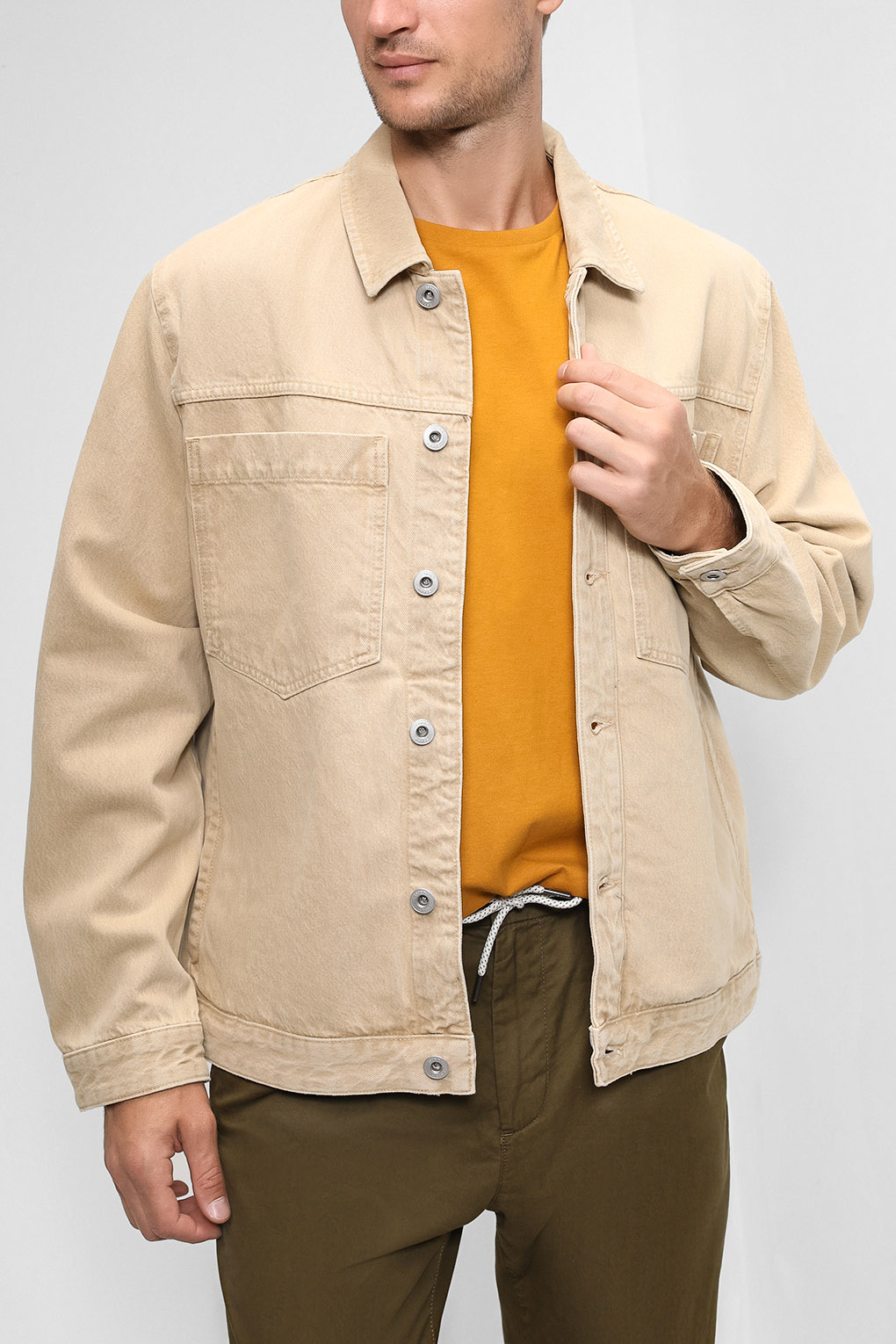 Джинсовая куртка мужская Esprit Casual 022EE2G301 бежевая XL