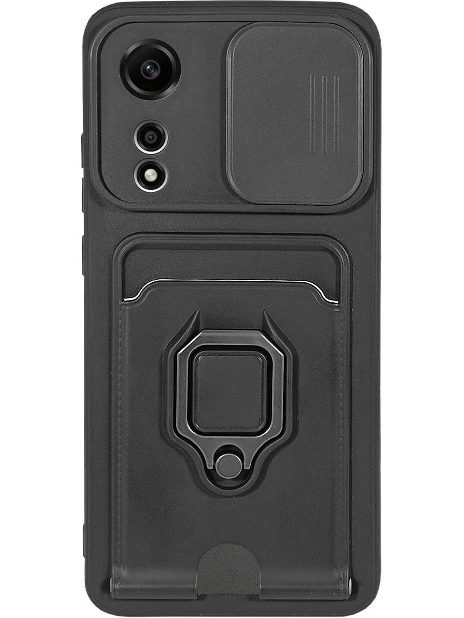 

Противоударный чехол на Oppo A78 4G с защитой камеры и карманом черный, 782630013