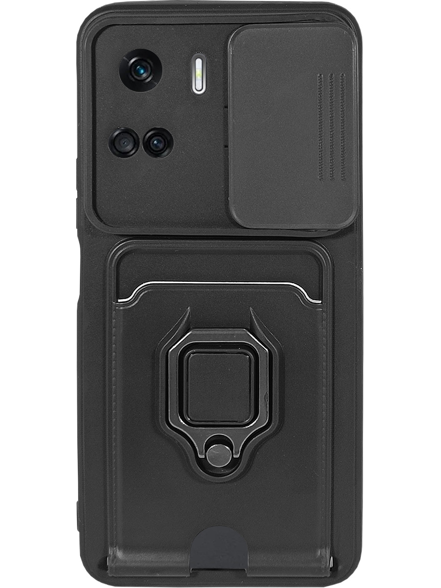 

Противоударный чехол на Honor 90 Lite с защитой камеры и карманом черный, 772622613