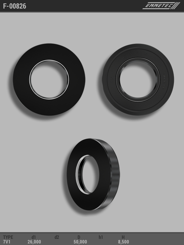 

Сальник рулевой рейки EMMETEC 26x50x8.5 (7V1) F-00826, F-00826, F00826