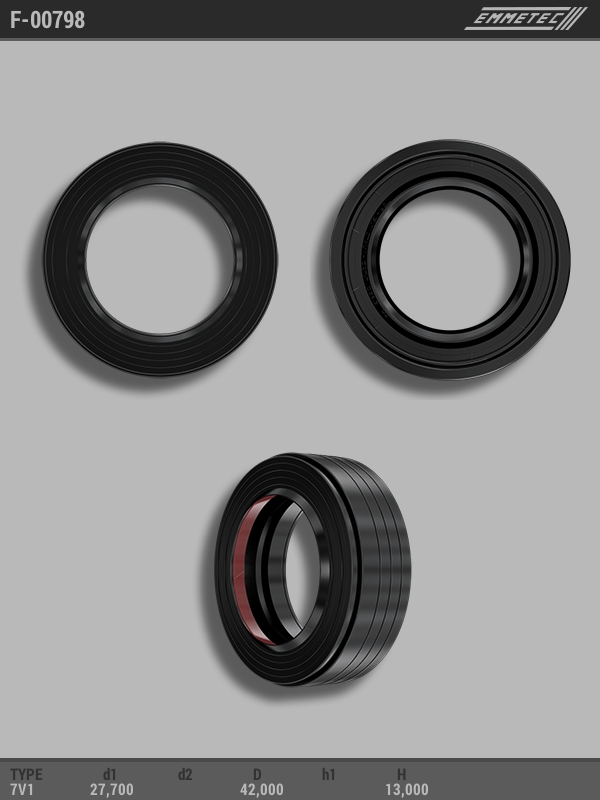

Сальник рулевой рейки EMMETEC 27.7x42x13/14 (7V1P) F-00798, F-00798, F00798
