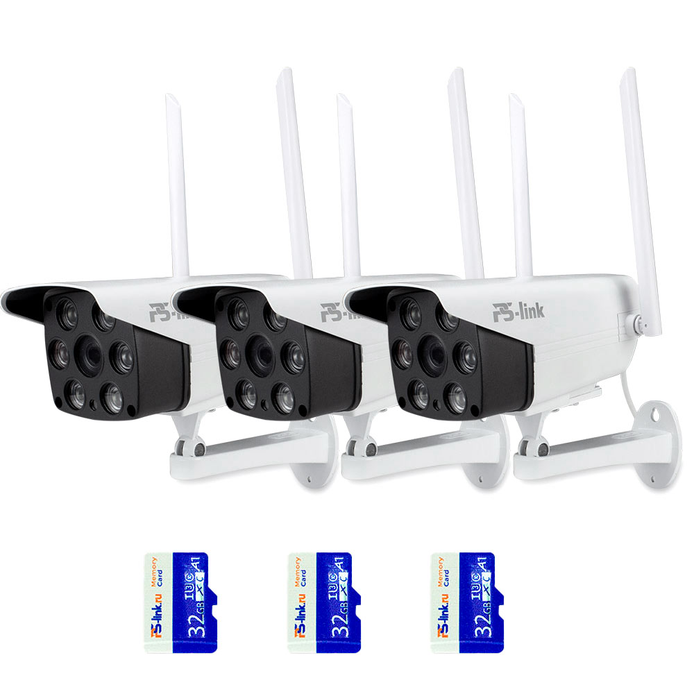 Комплект видеонаблюдения WIFI 5Мп Ps-Link KIT-XMS503-WIFI 3 камеры для улицы конвертер wifi tuya сигнала в bluetooth smart ble 801 62 suf white arlight 037434