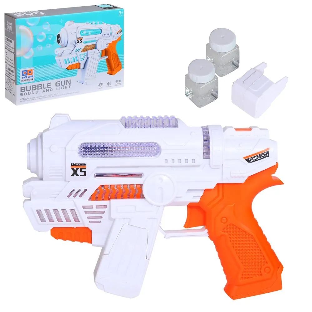 Детский пистолет HOPE LONG с мыльными пузырями, радужная пена, 2*30 мл, белый, JB2700140