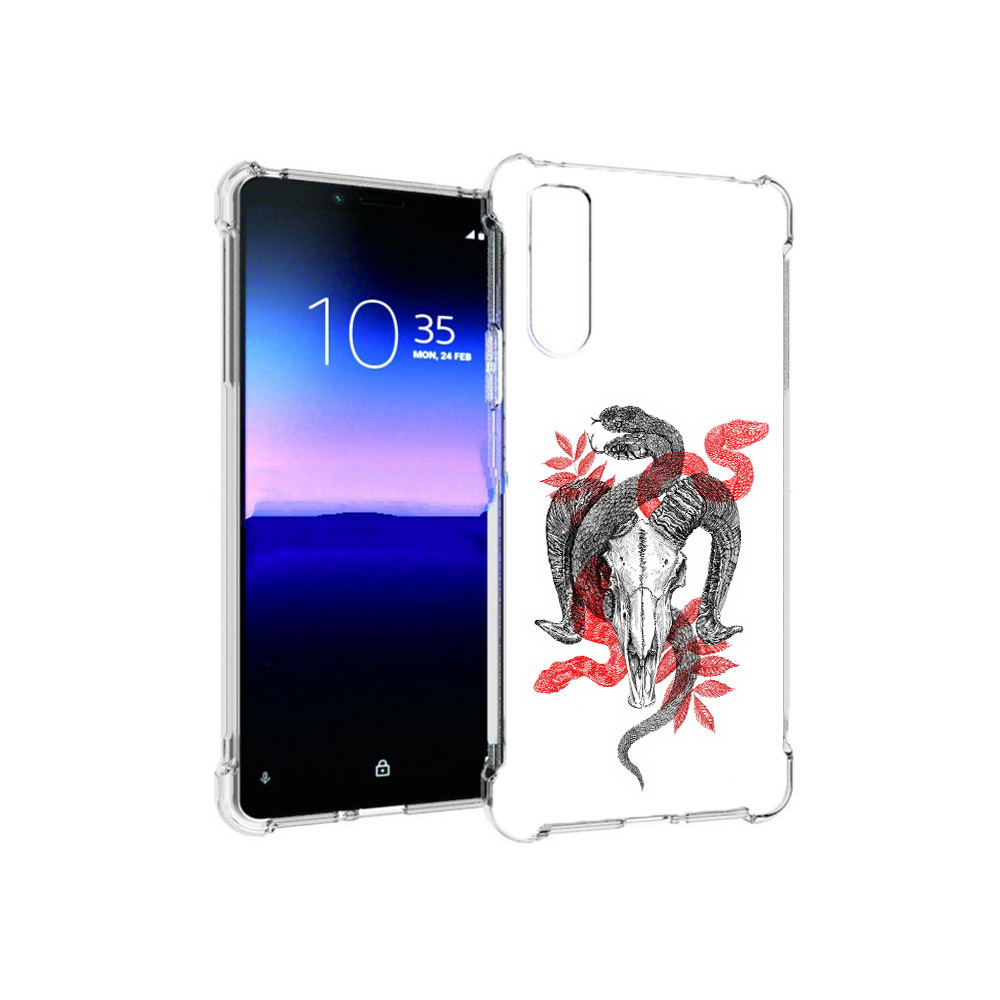 

Чехол MyPads Tocco для Sony Xperia 10 II змея в черепе рисунок (PT158941.227.365), Прозрачный, Tocco