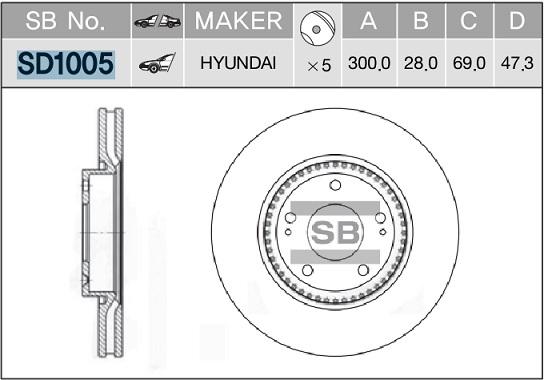 Диск тормозной передний HYUNDAI NFTucson SANGSIN BRAKE SD1005 11479₽