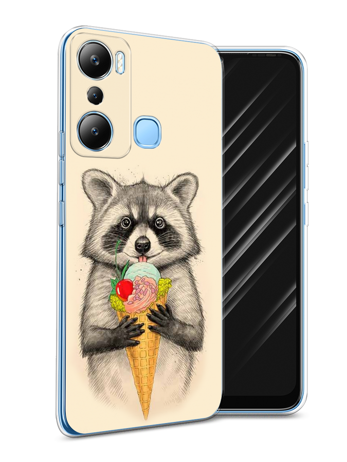 

Чехол Awog на Infinix HOT 20i "Енот с мороженым", Бежевый;серый, 3102950-10