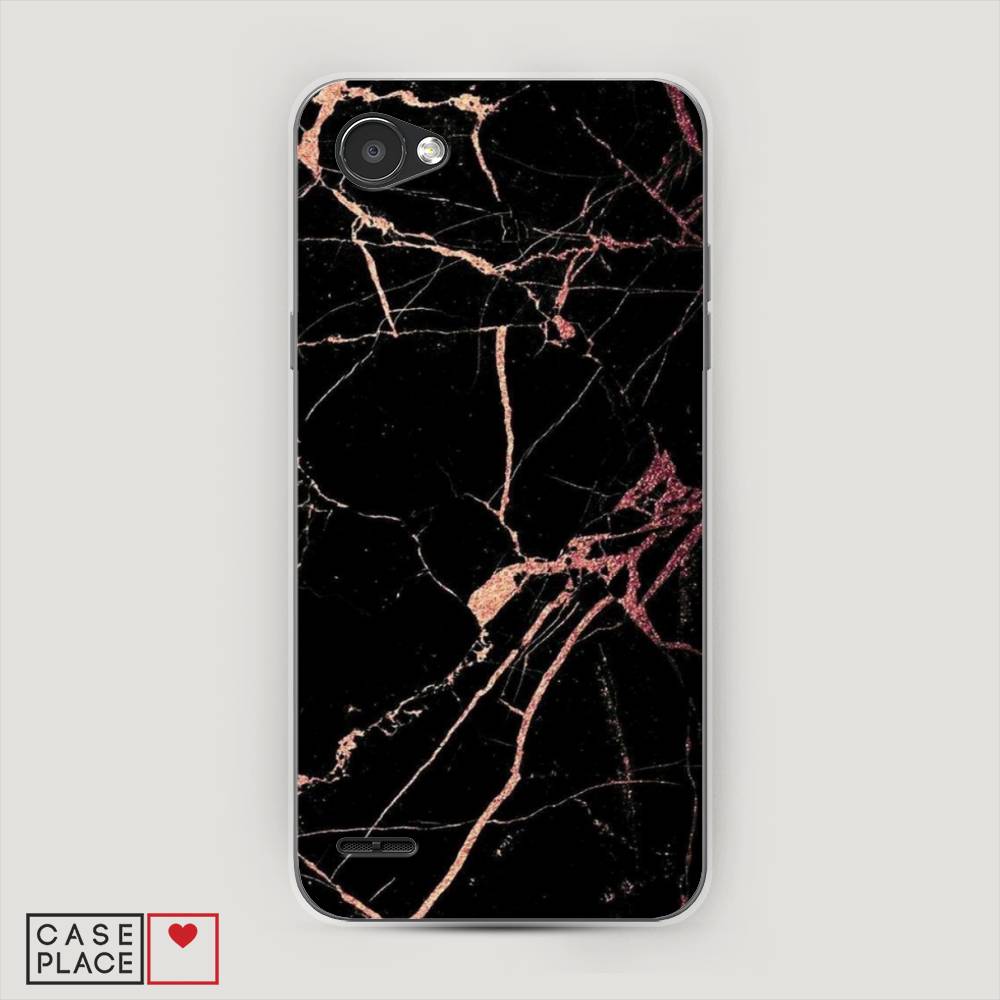 

Чехол Awog на LG Q6 "Мрамор розовое золото", Черный;розовый, 83150-3