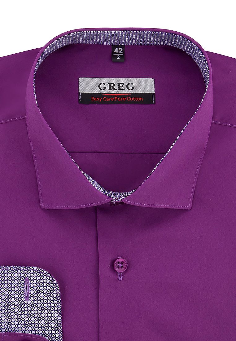 

Рубашка мужская Greg 01-00014905 фиолетовая 39, Фиолетовый, 01-00014905